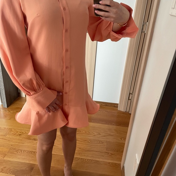 PLT puff sleeve coral mini dress - Picture 4 of 6